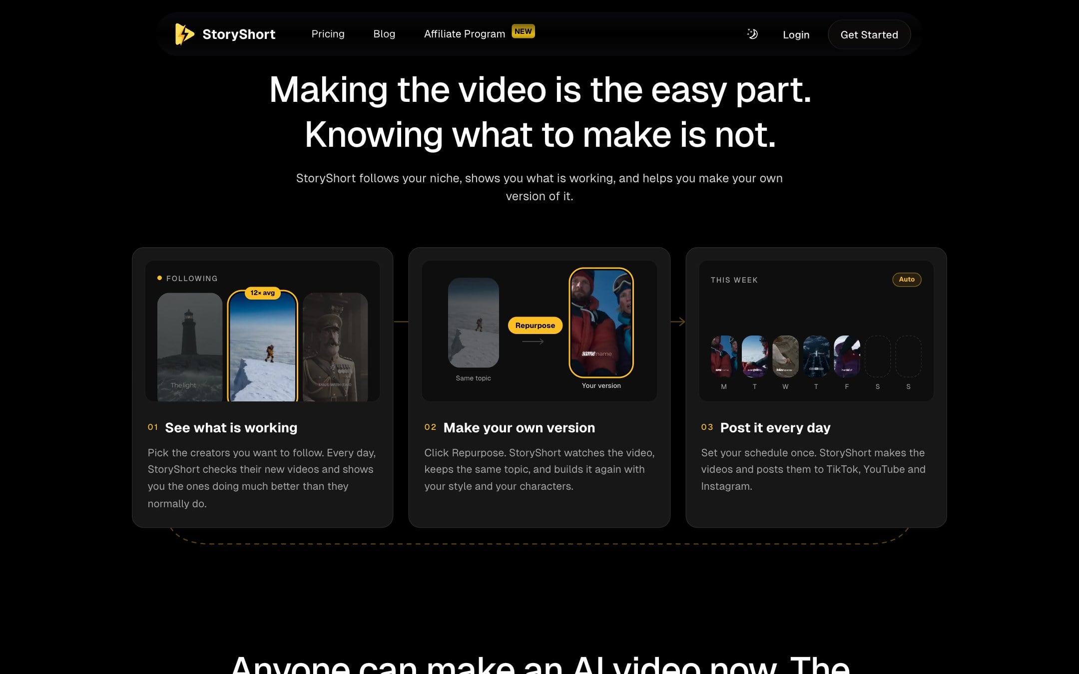 StoryShort: see what is working, make your own version, post it every day